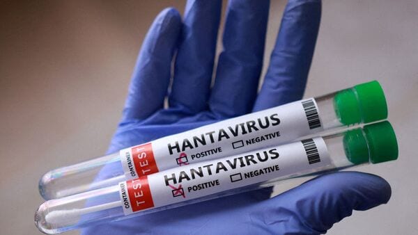 FILE PHOTO: Test tubes labelled 'Hantavirus positive'