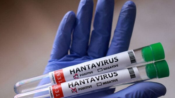 FILE PHOTO: Test tubes labelled 'Hantavirus positive'