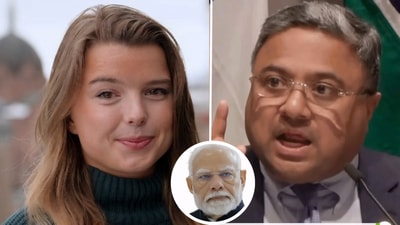 Helle Lyng, a journalist with Norway's newspaper Dagsavisen, had a tense exchange with Indian diplomat Sibi George over her questions for the PM Modi and Indian government. (Photos: X, ANI/File)