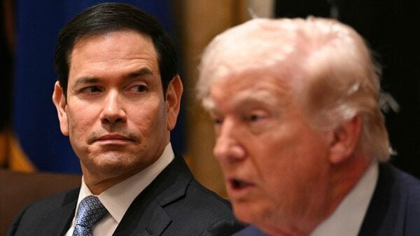 A file image of US Secretary of State Marco Rubio with President Donald Trump