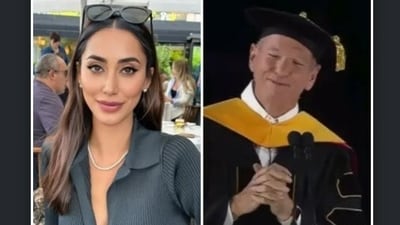 Eric Schmidt was booed by students at the University of Arizona graduation after being criticized for his commencement speech amid sexual abuse allegations from his ex-girlfriend. Protests were organized to express disapproval of his speaking role, citing serious accusations outlined in a lawsuit. (Instagram) Eric Schmidt was booed by students at the University of Arizona graduation after being criticized for his commencement speech amid sexual abuse allegations from his ex-girlfriend. Protests were organized to express disapproval of his speaking role, citing serious accusations outlined in a lawsuit. (Instagram)