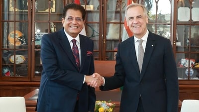 Union minister Piyush Goyal with Canadian PM Mark Carney. (X/@PiyushGoyal) Union minister Piyush Goyal with Canadian PM Mark Carney. (X/@PiyushGoyal)