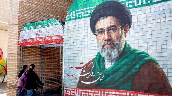 An image of Supreme Leader Ayatollah Mojtaba Khamenei in Tehran.
