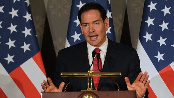 United States Secretary of State Marco Rubio speaks during a joint press conference with India's Minister of External Affairs S. Jaishankar following their talks in New Delhi, India, Sunday, May 24, 2026. (AP Photo/Manish Swarup)