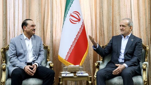 Iranian President Masoud Pezeshkian meets with chief of Defence Forces of Pakistan, Field Marshal Asim Munir, in Tehran, May 23, 2026.