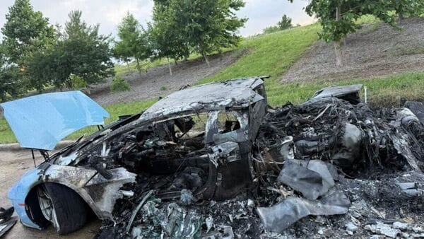 Both the Lamborghinis involved in the crash in Cypress, Texas, were badly damaged.
