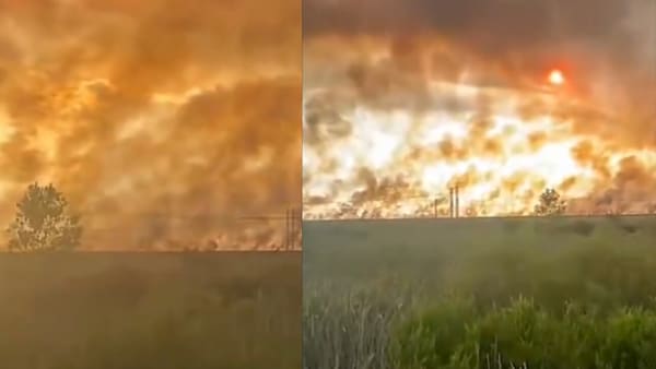 Massive smoke clouds rise as Florida wildfires turn sky orange.