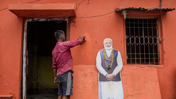 Kolkata: A worker paints over a TMC office after BJP wins the West Bengal Assembly elections, in Kolkata, West Bengal, Tuesday, May 5, 2026. (PTI Photo) (Representative Image)