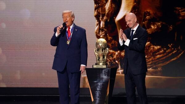 A file image of FIFA president Gianni Infantino with United States President Donald Trump