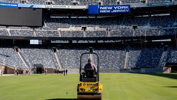A new pitch made of real grass is installed at MetLife Stadium for the 2026 FIFA World Cup in East Rutherford, New Jersey, U.S., May 7, 2026. REUTERS/Angelina Katsanis
