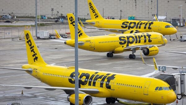 Spirit Airlines airplanes sit parked at Fort Lauderdale - Hollywood International Airport, in Fort Lauderdale, Florida, US April 23, 2026. (REUTERS)