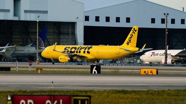 A Spirit Airlines aircraft sits at Miami International Airport in Florida, U.S., May 2, 2026. Spirit abruptly canceled flights overnight, stranding passengers and staff around the U.S., Caribbean and Latin America, after collapsing under financial pressures that included a sharp rise in fuel costs due to the Iran war.