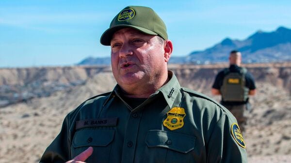 Border Patrol Chief Michael Banks speaks to reporters during the visit to the US-Mexico border by Defense Secretary Pete Hegseth in Sunland Park, N.M., Feb. 3, 2025. (AP Photo/Andres Leighton, File)