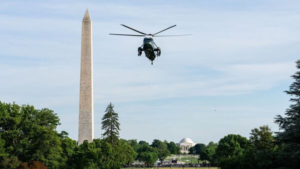 Marine One, with US President Donald Trump on board, approaches the South Lawn of the White House in Washington, DC, US, on Friday, May 15, 2026. Photographer: Eric Lee/Bloomberg