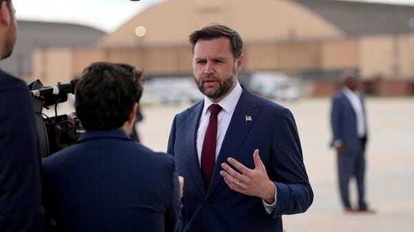 Iran US News: US Vice President JD Vance (R) speaks with reporters after his arrival at Joint Base Andrews in Maryland, on May 28, 2026 on his return from Colorado where he attended the 2026 graduation ceremony at the US Air Force Academy. (Photo by Matt Rourke / POOL / AFP)
