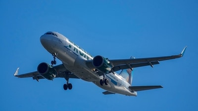 Denver airport tragedy: A pedestrian was killed when a Frontier Airlines plane struck them during takeoff at Denver International Airport, leading to an engine fire and evacuation (REUTERS) Denver airport tragedy: A pedestrian was killed when a Frontier Airlines plane struck them during takeoff at Denver International Airport, leading to an engine fire and evacuation (REUTERS)