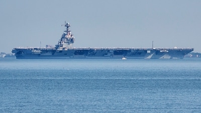 The USS Gerald R. Ford aircraft carrier leaves Naval Station Norfolk, June 23, 2025. (Representational) (AP)