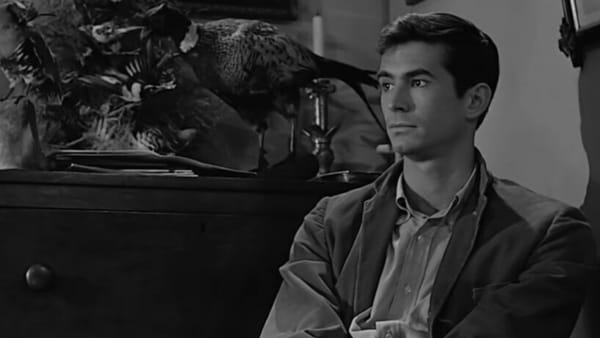 Anthony Perkins as Norman Bates in a scene from Psycho.