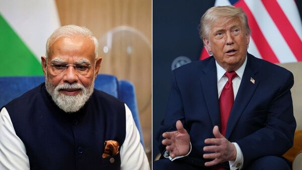 L-R: Prime Minister Narendra Modi, US President Donald Trump