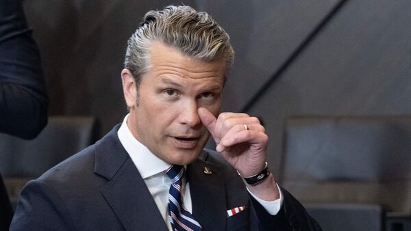 US Defense Secretary Pete Hegseth arrives to attend a NATO Defence Ministers meeting at the NATO headquarters, in Brussels, on June 18, 2026.