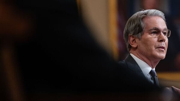 Scott Bessent, US treasury secretary, during a House Ways and Means Committee hearing in Washington, DC, US, on Thursday, June 4, 2026. Bessent faced more questions Thursday from House Ways and Means lawmakers on President Donald Trump's settlement with his own government that included a controversial $1.8 billion 'anti-weaponization' fund
