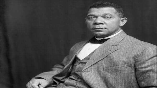 Booker T. Washington was an American educator, author and influential Black leader born into slavery in 1856.
