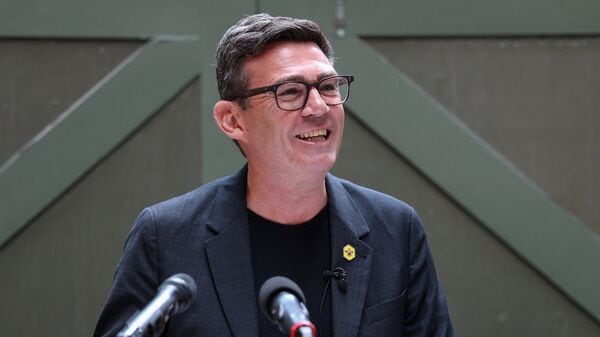 Andy Burnham, British member of parliament (MP) for Makerfield, delivers a speech at the People's History Museum in Manchester, Britain, June 29, 2026. REUTERS/Temilade Adelaja