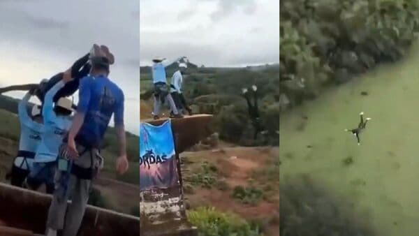 Woman dies in Brazil bungee jumping accident after massive safety lapse.