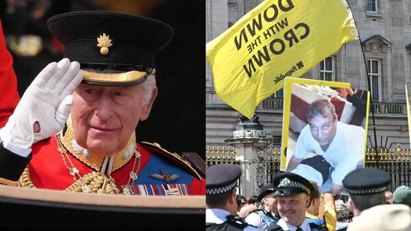 Anti-monarchy protesters used King Charles III's official birthday parade to highlight ex-Prince Andrews' ties to Jeffrey Epstein.