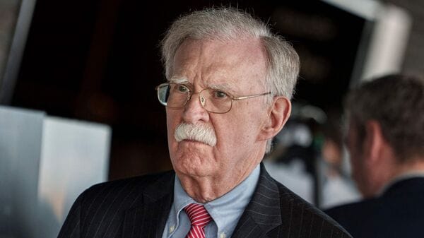 Former National Security Advisor John Bolton attends the Copenhagen Democracy Summit at the Royal Danish Playhouse on May 12, 2026. (Photo by Liselotte Sabroe / Ritzau Scanpix / AFP) / Denmark OUT