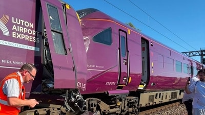 Unverified footage posted to social media appeared to show two East Midlands Railway (EMR) trains having collided, with one running into the other (X)