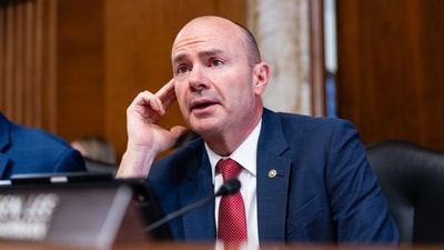 Senator Mike Lee, a Republican from Utah and chairman of the Senate Energy and Natural Resources Committee, during a hearing in Washington. (Bloomberg)