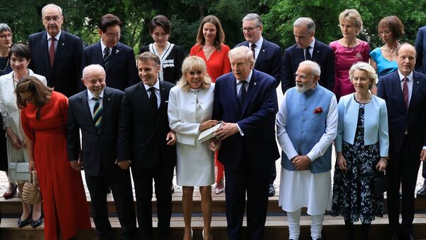 Prime Minister Narendra Modi at a family photo prior to a gala dinner as part of the G7 summit in Evian-les-Bains, France, June 16, 2026. Ludovic Marin/Pool via REUTERS