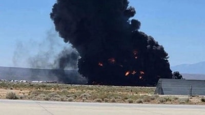 Videos shared on social media showed thick black smoke billowing into the sky moments after the aircraft went down. (X | @AZ_Intel_)