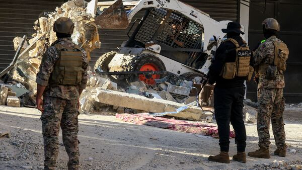 Heavy machinery operates to remove the rubble in the aftermath of an Israeli strike on the southern suburbs of Beirut, Lebanon, June 7, 2026. REUTERS/Mohamed Azakir