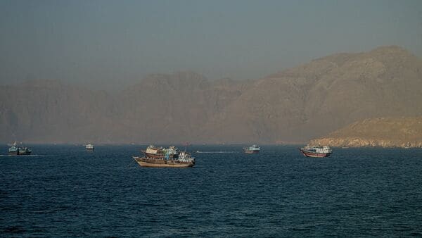 Representative Image: Vessels anchored at the Strait of Hormuz, as seen from Musandam, Oman on May 29, 2026.