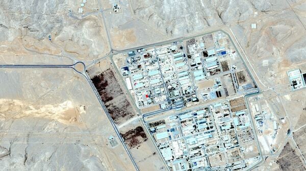 This image from an Airbus Defence and Space's Pléiades Neo satellite shows a truck in the upper lefthand corner that analysts believe was carrying highly enriched uranium to a tunnel in the compound of the Isfahan Nuclear Technology Center, in Isfahan, Iran, June 9, 2025. (Airbus Defence and Space© via AP)