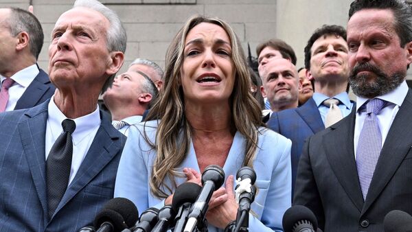 Karen Read speaks after she was found not guilty of second-degree murder June 18, 2025, in Dedham, Mass. (AP Photo/Josh Reynolds, File)