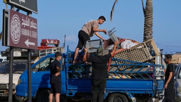 Displaced people pack their belongings as they prepare to return to their village following the announcement of an initial ceasefire agreement between the United States and Iran, in the southern port city of Sidon, Lebanon, Monday, June 15, 2026. (AP Photo/Mohammed Zaatari) (Representative Image)