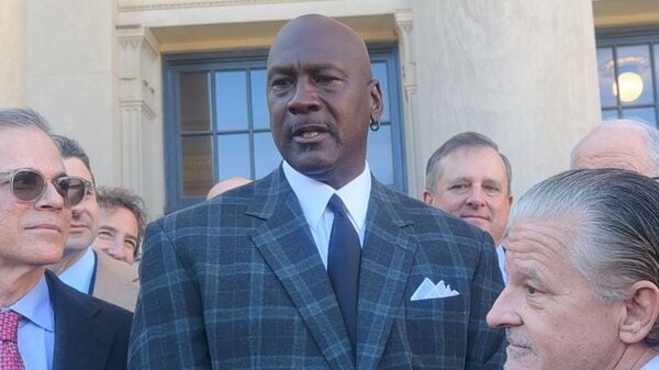 Michael Jordan outside the federal courthouse in Charlotte