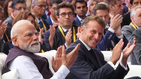 PM Modi said after the meeting that his “exceptionally productive” talks with Macron focused on enhancing cooperation. (PTI photo)
