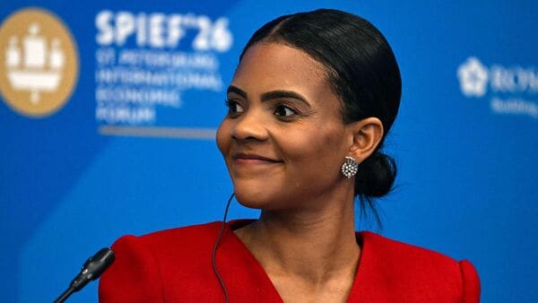US right-wing influencer Candace Owens attends the St. Petersburg International Economic Forum (SPIEF) in Saint Petersburg on June 4, 2026. (Photo by Olga MALTSEVA / AFP)