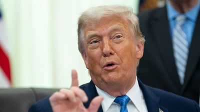 US President Donald Trump during a signing ceremony for the "Secure America Act" in the Oval Office of the White House in Washington, DC, US. (Bloomberg)
