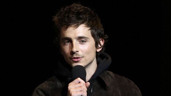 French-US actor Timothee Chalamet at CinemaCon in Las Vegas, Nevada. (Photo by VALERIE MACON / AFP)
