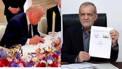 Trump and Iranian President Masoud Pezeshkian signed the memorandum digitally in English and Farsi. (@WhiteHouse via X/Reuters)