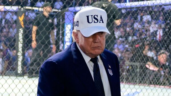 US President Donald Trump at UFC Freedom 250 on the South Lawn of the White House in Washington