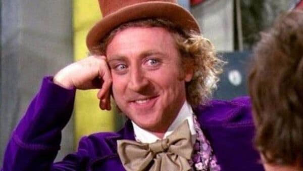 Actor Gene Wilder as Willy Wonka in Willy Wonka & the Chocolate Factory (1971).