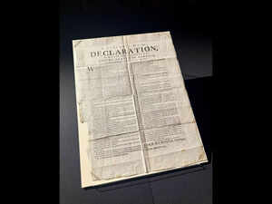 A 1776 copy of the U.S. Declaration of Independence is displayed
