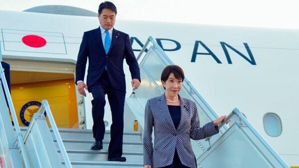 New Delhi, Jul 01 (ANI): Japan Prime Minister Sanae Takaichi arrives for offical visit, in New Delhi on Wednesday. (@MEAIndia X/ANI Photo)