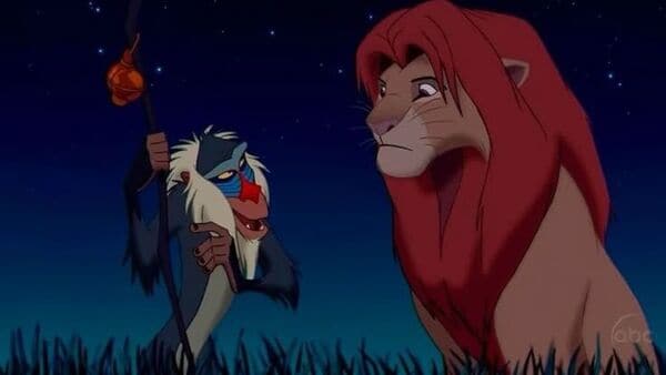 Rafiki and Simba from The Lion King.